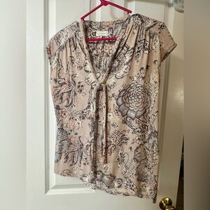 Lucky Brand Front Tie Knot Short Sleeve Top Size S